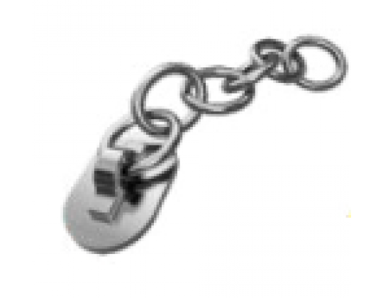 Bouton avec chaînette argent pour dent incluse base ovale sachet de 10