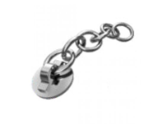 Bouton à coller avec chaînette argent pour traction de dent incluse